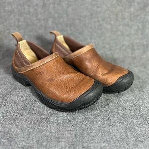 Keen men’s brown leather slip on shoes 9.5